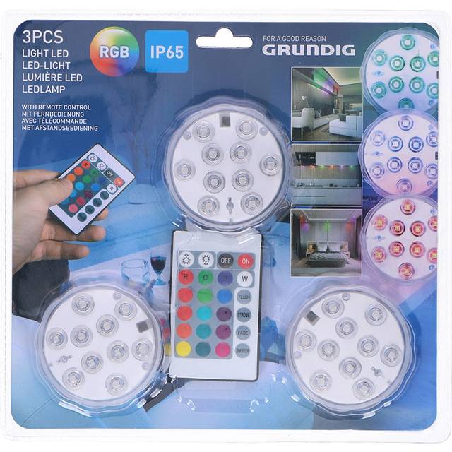 Grundig LED RGB Spotlight med fjärrkontroll 3-pack