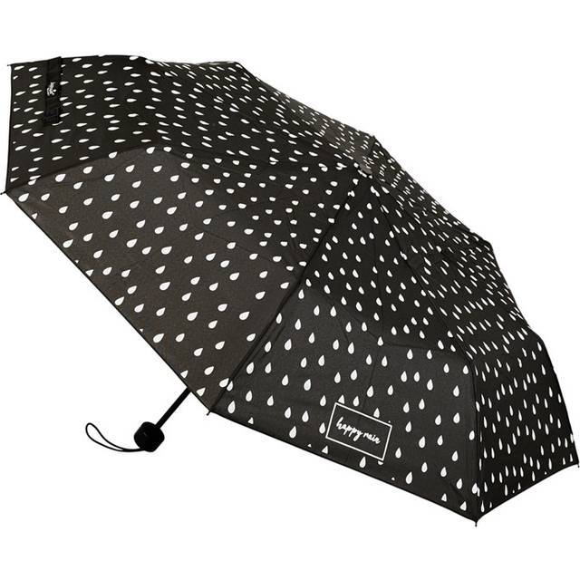Svart paraply, färgförändring i våta regndroppar flerfärgad mini fickparaply handöppnare. 95 cm, Flerfärgad, vit, svart, 95 cm