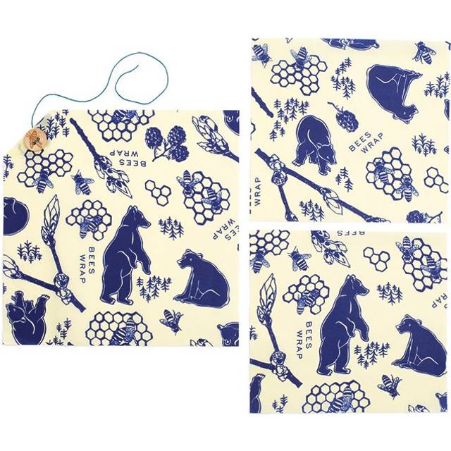 Set of 3 Lunch Beeswax Wraps, Bees and Bears