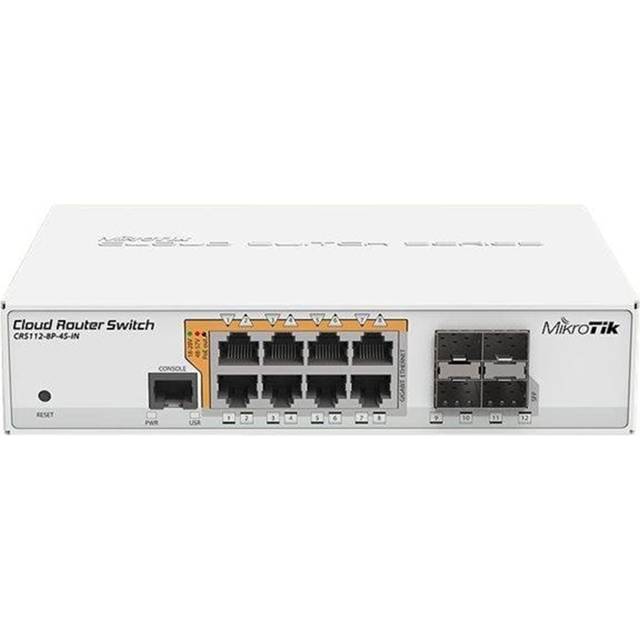 Mikrotik CRS112-8P-4S-IN network switch Gigabit Ethernet (10/100/1000) Power over Ethernet (PoE) White (CRS112-8P-4S-IN)