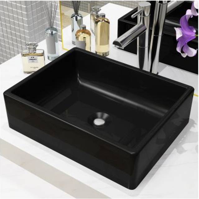 vidaXL Basin Ceramic Rectangular Black 41x30x12 cm