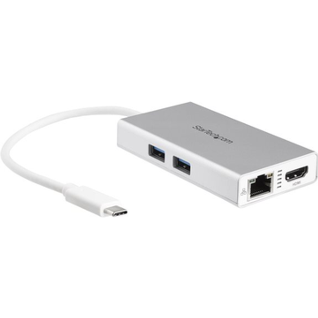 StarTech.com USB-C Multiport Adapter - USB-C Travel Docking Station w/ 4K HDMI - 60W Power Delivery Pass-Through, GbE, 2pt USB-A 3.0 Hub - Portable Mini USB Type-C Dock for Laptop - White