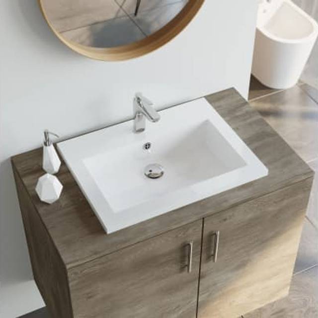 vidaXL Granite Basin 600x450x120 mm White