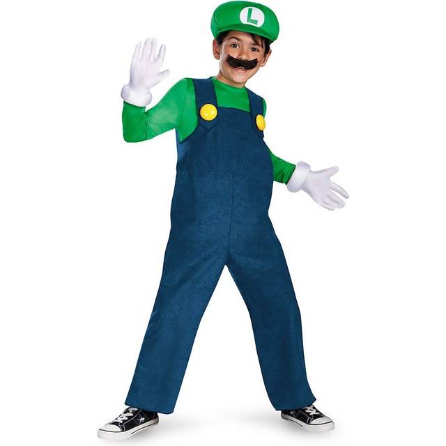 Super Mario Brothers Luigi Deluxe Boys Costume - Green&#47;Blue&#47;White (10/12)