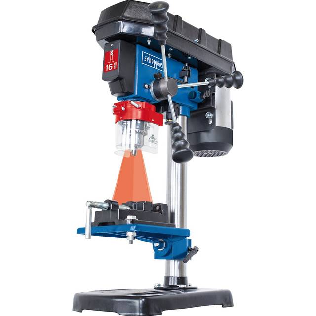 Scheppach Bordsborrmaskin DP16VLS stående borrmaskin pelarborr | 500 W effekt | 600–2600 min–1 | 250 mm maximalt avstånd | inkl. laser