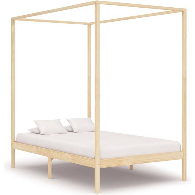 vidaXL Canopy Bed Frame without Mattress Dark Brown Solid Wood 120x200cm