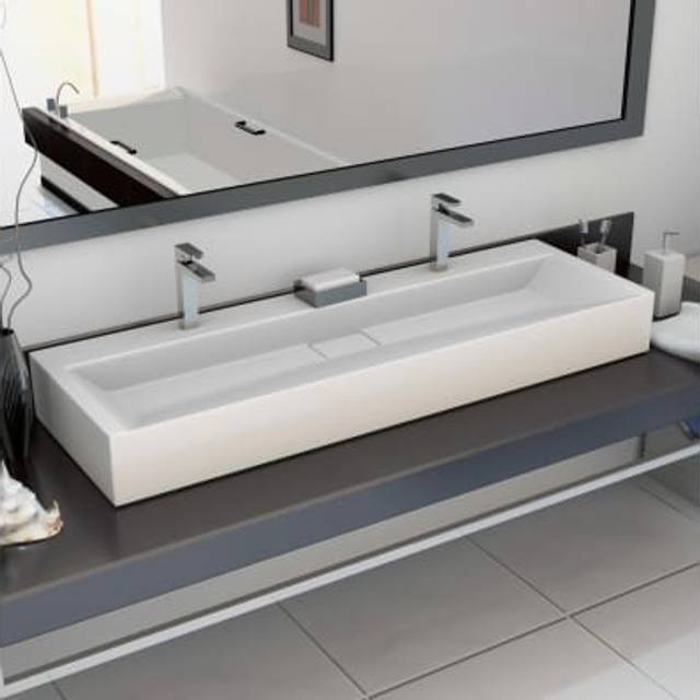vidaXL Wash Basin 120x46x11 cm Mineral Cast/Marble Cast White