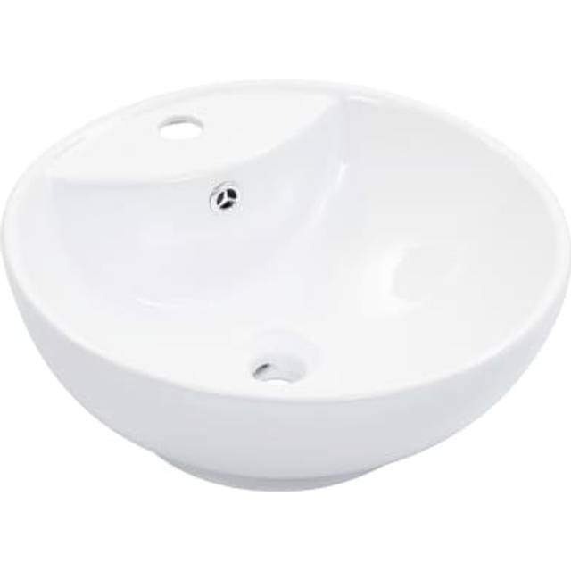 vidaXL Wash Basin with Overflow 46.5x18 cm Ceramic White
