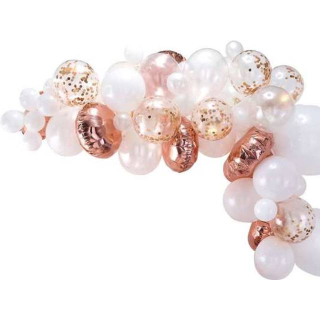 Ballongirlande mit 70 Ballons in weiß & rosegold