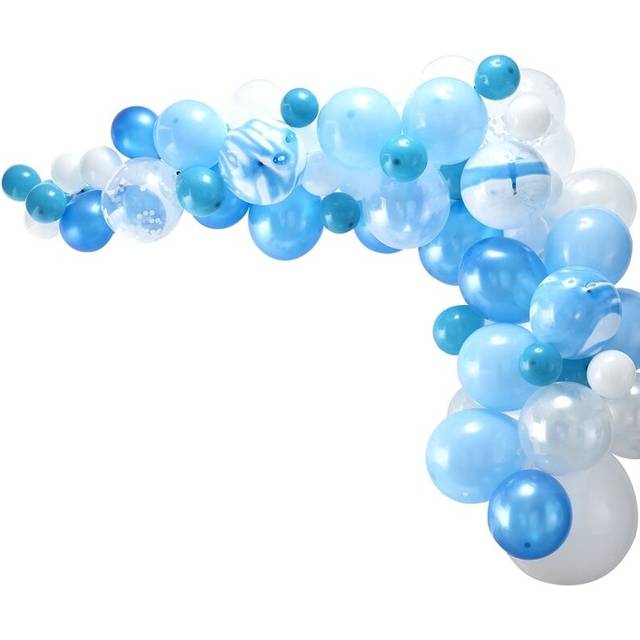 Ballongirlande mit 70 Ballons in weiß & blau