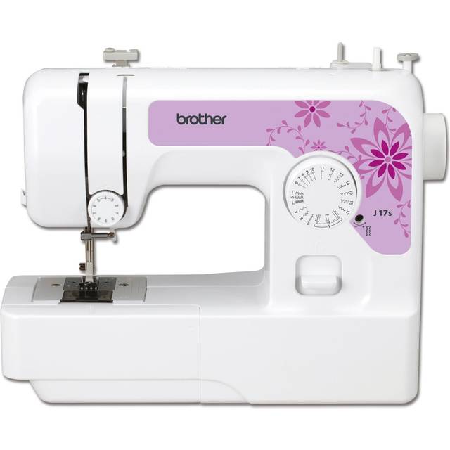 Brother J17s symaskin, halvautomatisk, elektromekanisk – vit, 4-stegs knapphål, 4 mm