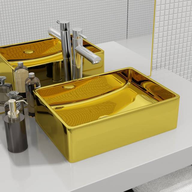 Handfat 41x30x12 cm keramik guld