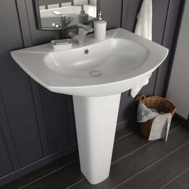 Handfat fristående med piedestal keramik 650x520x200 mm vit