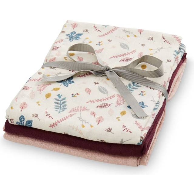 Cam Cam Muslinfiltar - 3-pack - Mix Pressade löv/Dusty Rose/Crem - Cam Cam - One Size - Muslinfilt