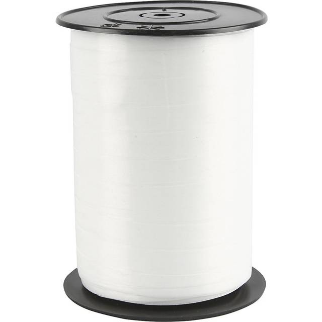 Presentsnöre - 1 Rl., 250 M, B: 10 mm, Blank, Vit - Presentsnöre - vit