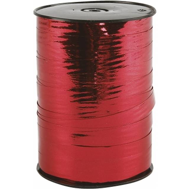 Presentsnöre - 10 mm - Metallröd - 250 m