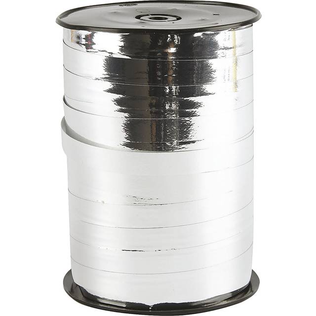 Presentsnöre - 1 Rl., 250 M, B: 10 mm, Blank, Metallsilver - Presentsnöre - metallsilver