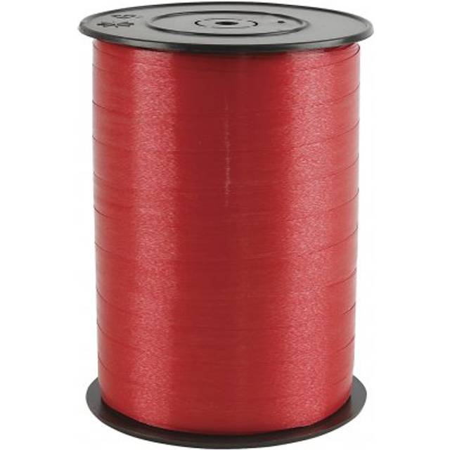 Presentsnöre - 1 Rl., 250 M, B: 10 mm, Blank, Röd - Presentsnöre - röd
