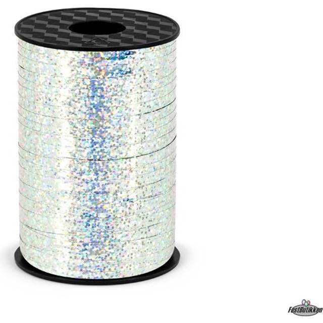 Geschenkband in silber glitzernd, Kunststoff, 225m x 5mm