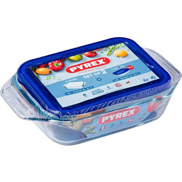 Pyrex Cook & Freeze Storage Set, 1.5L, 2.6L, 2pcs, Clear