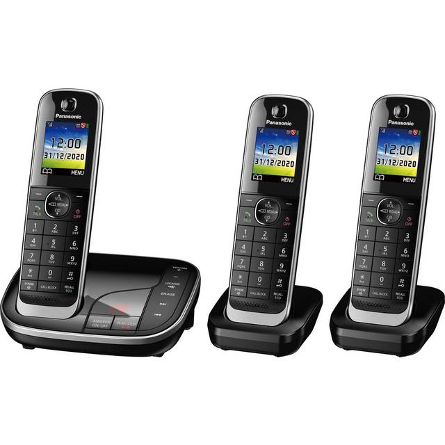 PANASONIC KX-TGJ423EB Cordless Phone - Triple Handsets, Black, Black