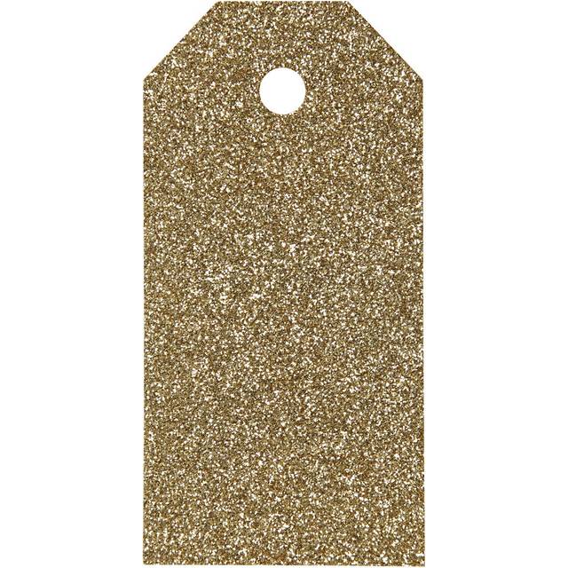 Étiquettes cadeaux à paillettes 5x10 cm - Doré - 15 pcs