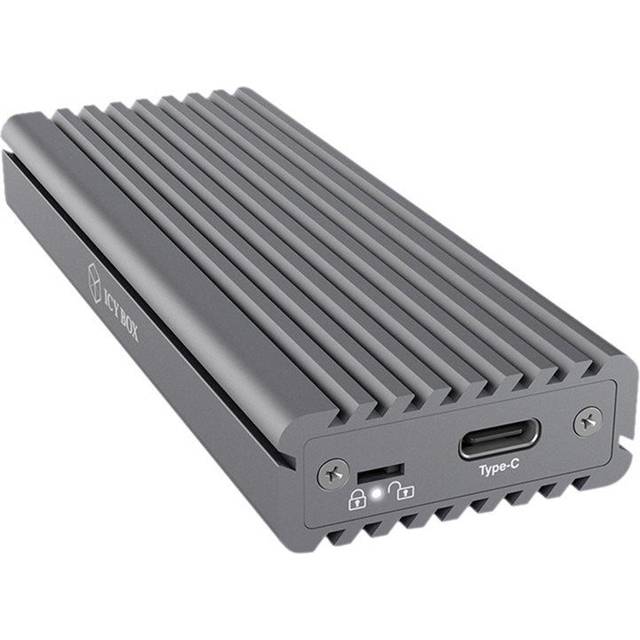 ICY BOX SSD M,2 NVMe-kapsling, USB 3,1 (Gen2, 10 Gbit/s), kylsystem, USB-C, USB-A, PCIe M-Key, aluminium, grått,