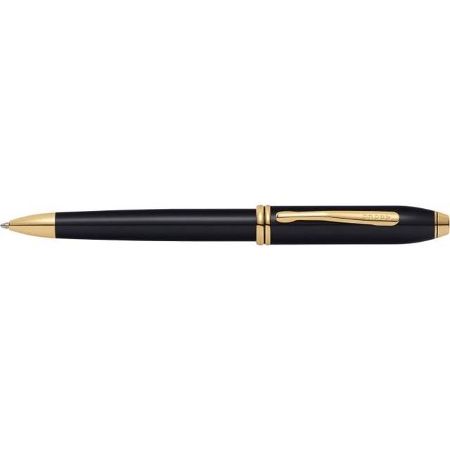 Cross Townsend Refillable Ballpoint Pen  Medium Ballpen  23 Carat Gold-Plated Appointments  Includes Luxury Gift Box - Black Lacquer