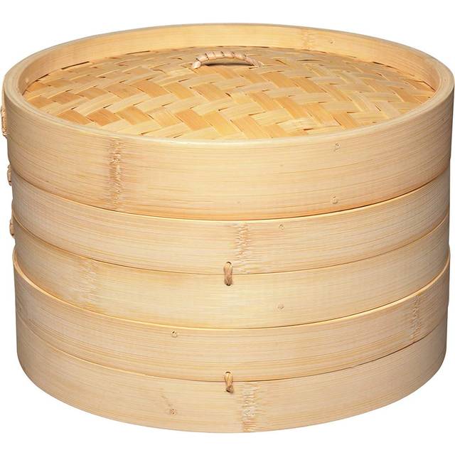 KitchenCraft World of Flavours Ångkokare, Bambu, Två Våningar, 25 cm, Beige, WFORBAMBOO