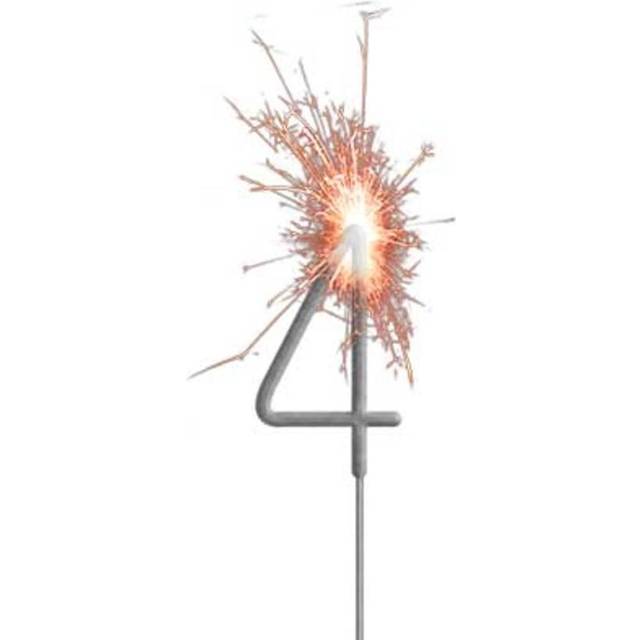 Wunderkerze Zahl 4, Dekoration zum 4. od. 40.Geburtstag, 18cm, 1 Stk