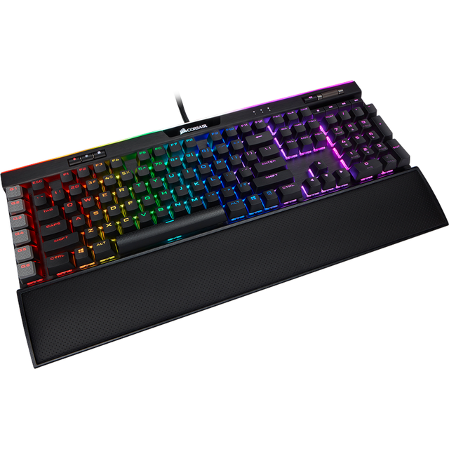 Corsair K95 RGB PLATINUM XT Mekaniskt Gamingtangentbord (Cherry MX Speed brytare, Flerfärgad RGB-bakgrundsbelysning per tangent, Dedikerade medietangenter och volymreglage, Aluminiumchassi) Svart