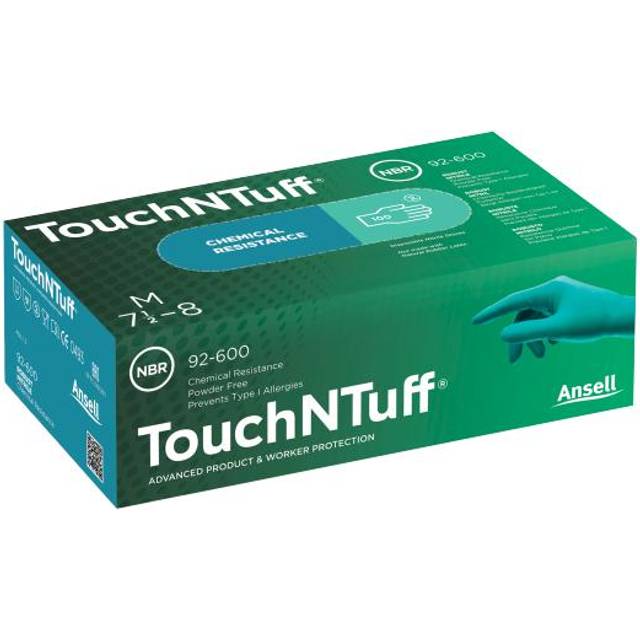 TouchNTuff 92600VP Disposable Nitrile Gloves, Powder-Free Examination Glove, Chemical Resistant, Food Handling, Mechanical Protection, Latex-Free PPE,