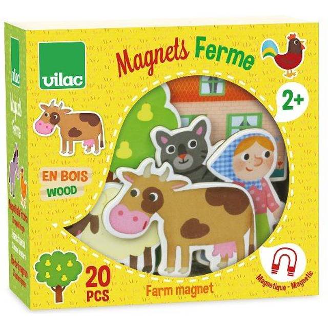 Farm Themed Wooden Magnets, Learning Made Fun with Colorful Magnets, 20 Piece Set, 2 Years+