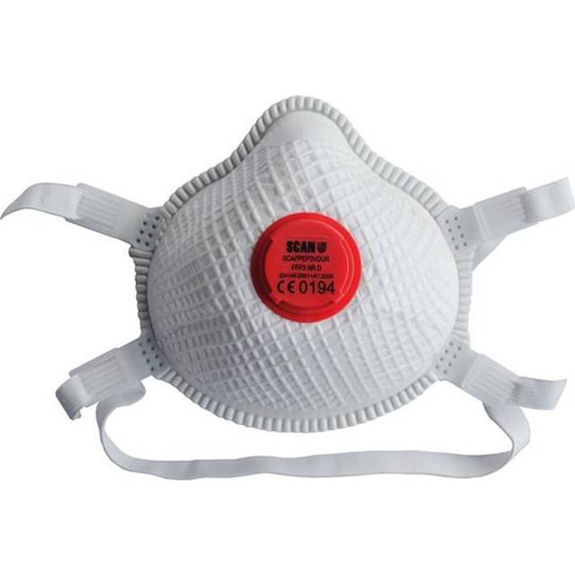 Scan Duranet Moulded Valved Disposable FFP3 Masks - Twin Pack - White and Red