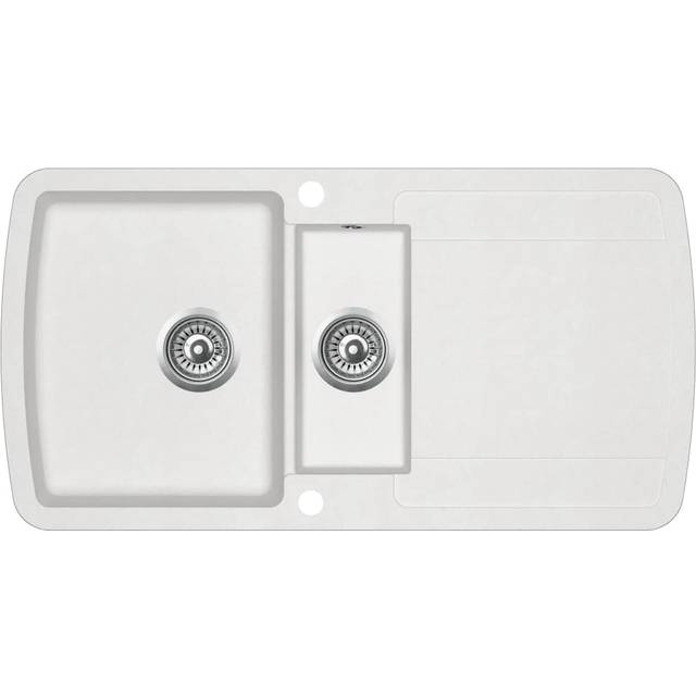 vidaXL Granite Kitchen Sink Double Basins White
