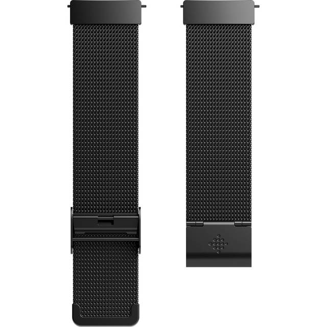 Fitbit Versa Family Accessory Band, Official Fitbit Product, Stainless Steel Mesh, Black, One Size