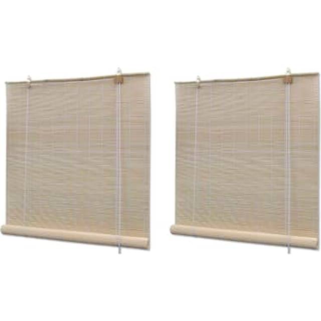Rullgardin naturlig bambu 2 st 120x160 cm