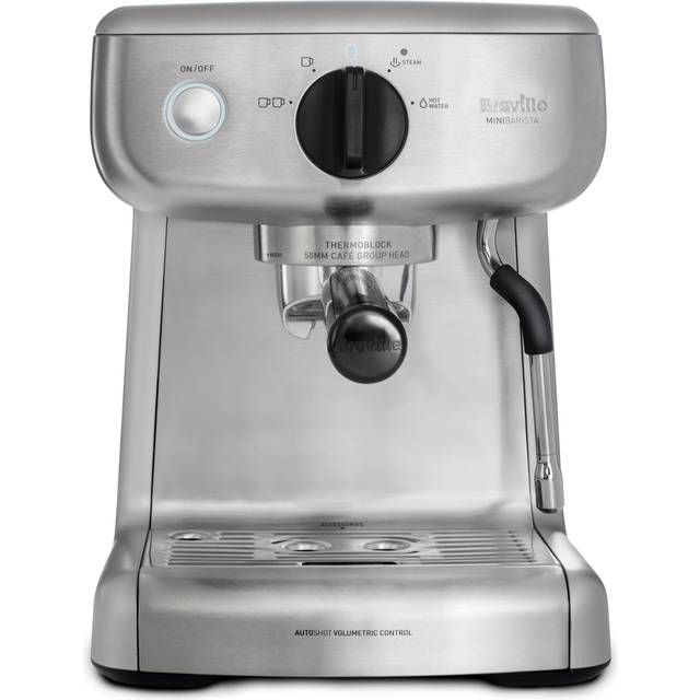Breville Barista Mini Espresso, Latte and Cappuccino Coffee Machine 2L Water Tank Milk Frother 15 Bar Italian Pump Stainless Steel [VCF125]