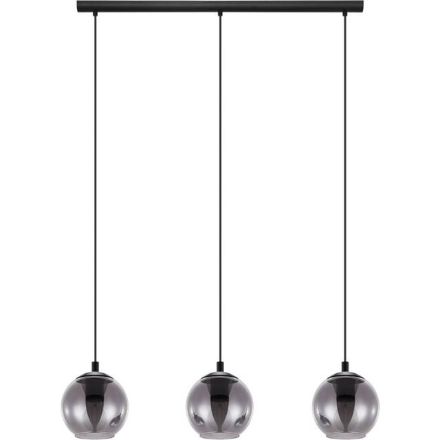 Eglo Ariscani Smoked Black Glass 3-light Pendant, Black