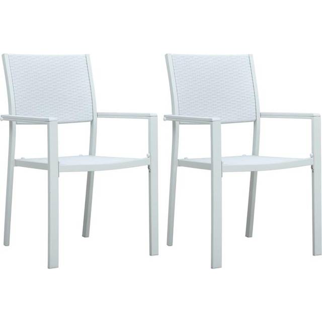 vidaXL Garden Chairs 2 pcs Black Plastic Rattan Look