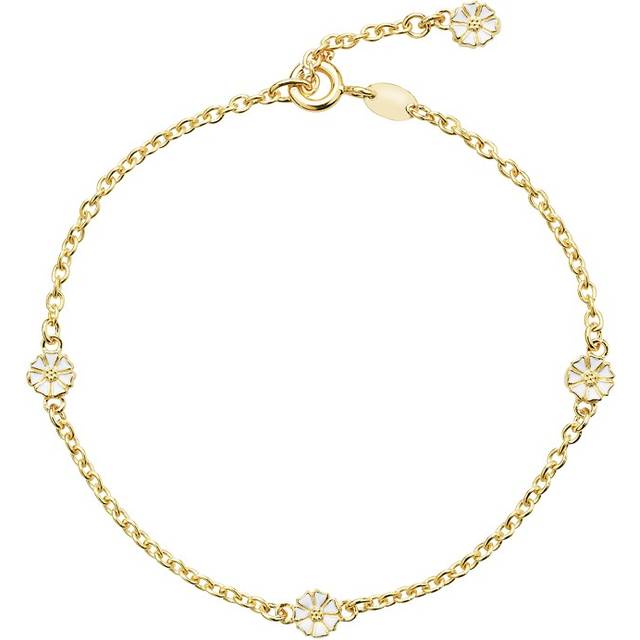 Lund Copenhagen Marguerit Armbånd i forgyldt med hvid emalje