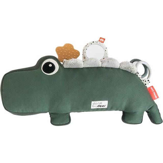 Croco Activity Soft Toy, DONE BY DEER green dark solid with design - GREEN DARK SOLID WITH DESIGN