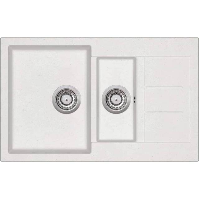 vidaXL Granite Kitchen Sink Double Basins White