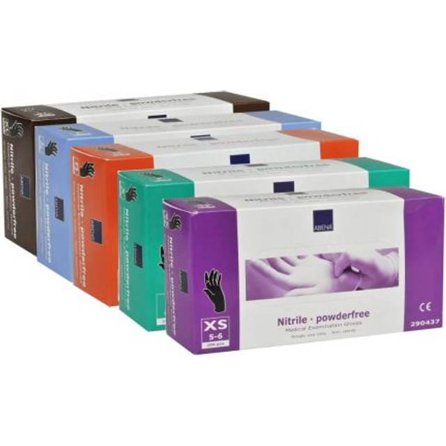 Abena Classic Protect Engångshandskar, Svart, Nitril, u/puder, 100 st - Flera storlekar