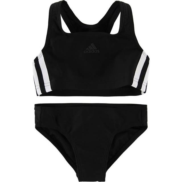 Adidas girls fit 3 three stripe bikini kids swimsuit swimming costume