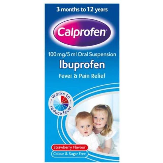 Calprofen 100Mg/5ml Oral Suspension Ibuprofen Strawberry Flavour 3+ Months 100ml