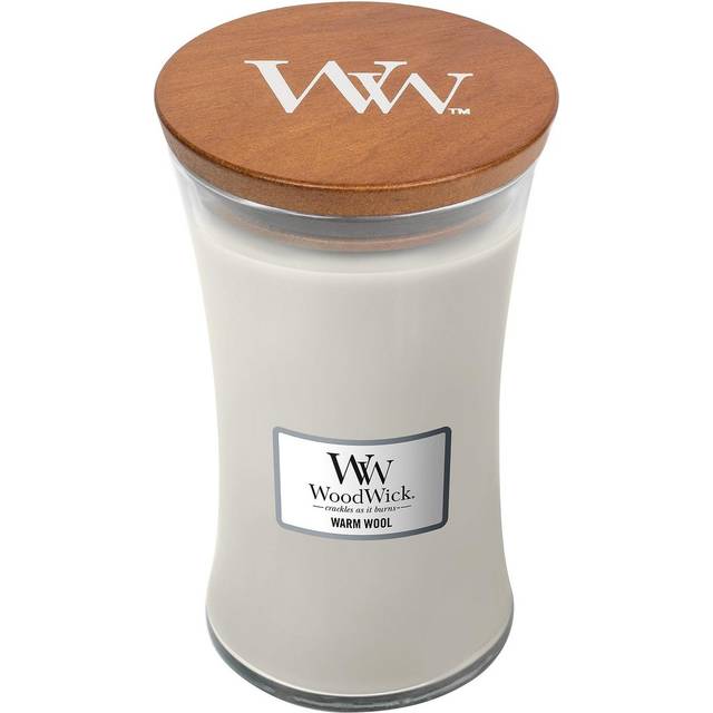 Woodwick Large Hourglass Scented Candle | Warm Wool | with Crackling Wick | Burn Time: Up to 130 Hours Paraffin, Warm Wool