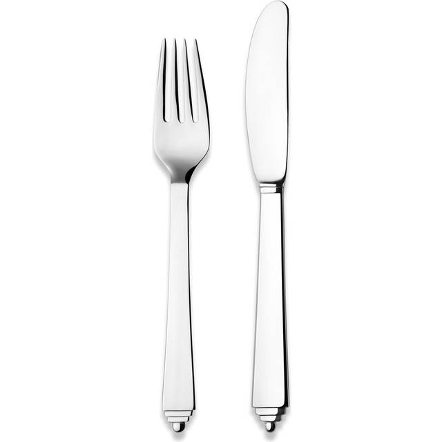 Georg Jensen Pyramid dessertbestick 8 delar - Silverfärgad