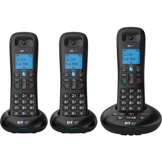 3570 Cordless Landline House Phone with Nuisance Call Blocker, Digital Answer Machine, Trio Handset Pack