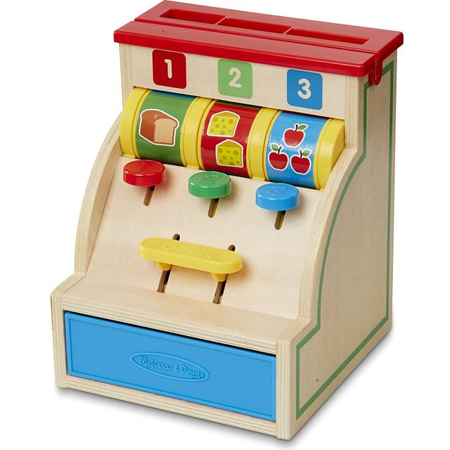 Wooden Toy Cash Register Melissa & Doug 13378 Spin and Swipe with 3 Play Coins